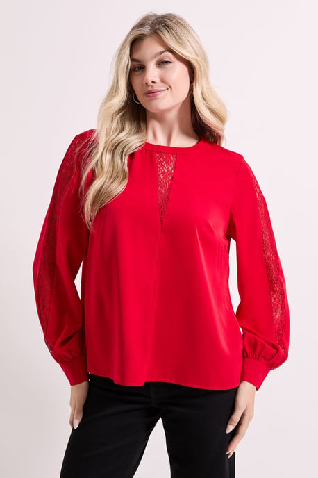 Lace Insert Long Sleeve Blouse - Image 2
