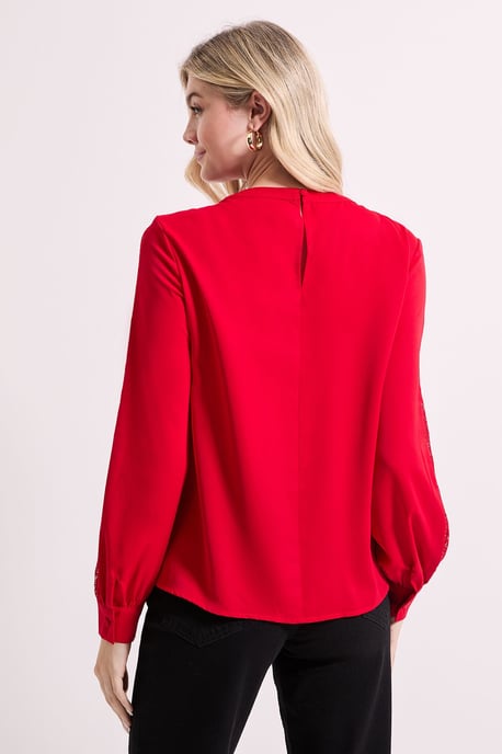 Lace Insert Long Sleeve Blouse - Image 4