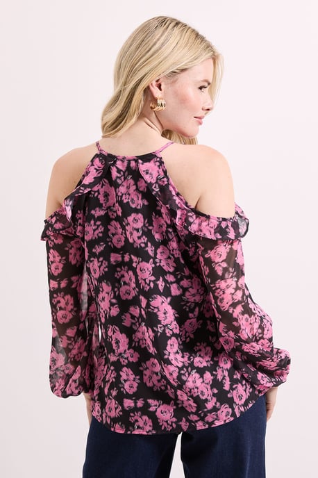 Floral Ruffle Detail Printed Chiffon Top - Image 4