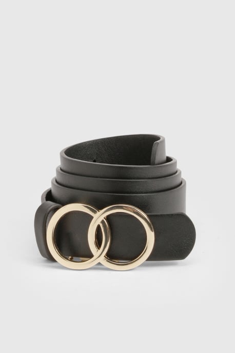 Double Gold Ring Detail Boyfriend Belt - Image 2