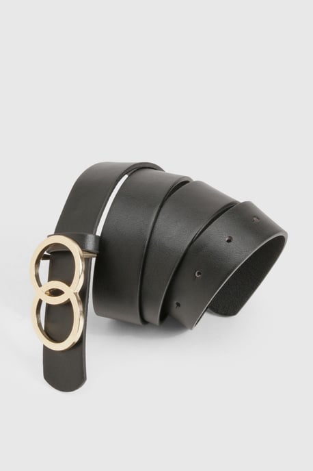 Double Gold Ring Detail Boyfriend Belt - Image 3