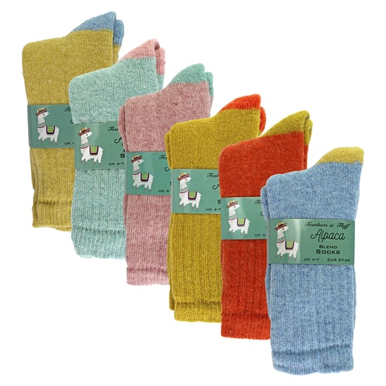 6 Pairs Ladies Alpaca Lounge Socks For Bed - Image 2