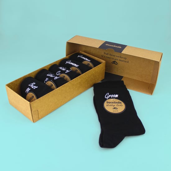 6 Pairs Mens Wedding Socks in Black and Navy with a Giftbox - Image 4