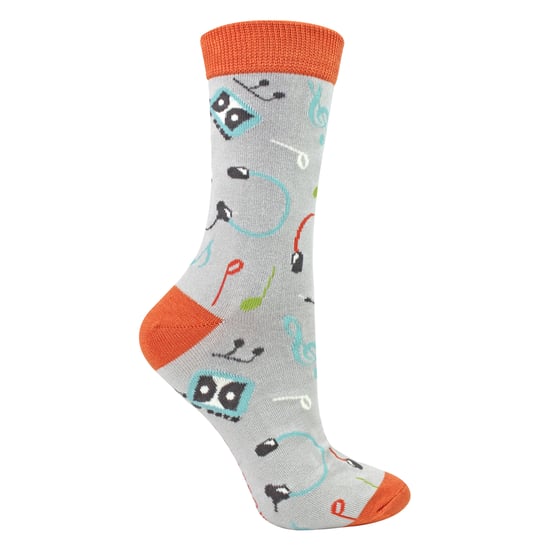 Ladies Retro Music Novelty Patterned Bamboo Socks - Image 1