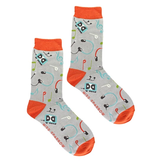 Ladies Retro Music Novelty Patterned Bamboo Socks - Image 4