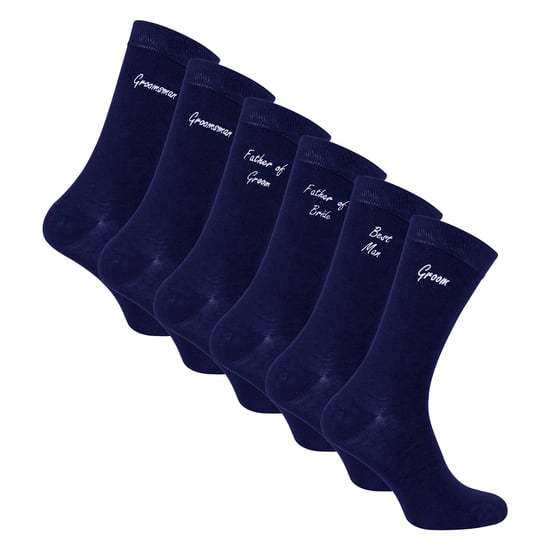 6 par herrbröllopssockor i svart och marinblå med en presentförpackning - Image 1