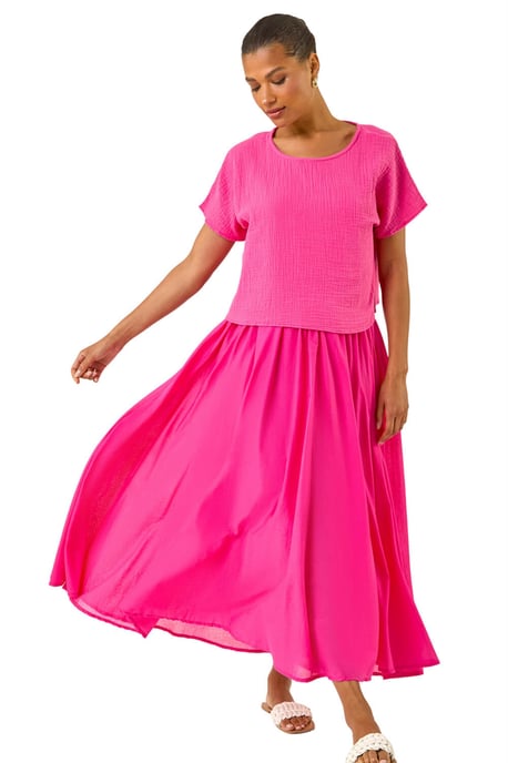 Cotton Top Overlay Midi Dress - Image 2