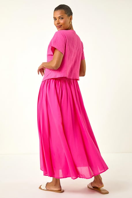 Cotton Top Overlay Midi Dress - Image 3