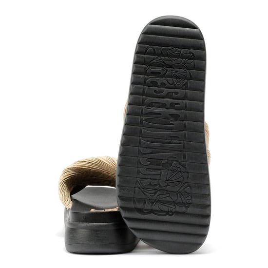 Desert Fleur Gabbro Pleated Satin Women's Gold Sandals - Image 4