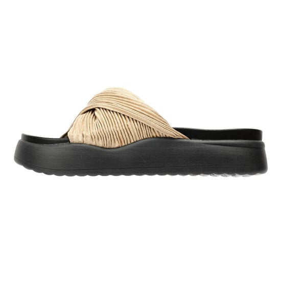 Desert Fleur Gabbro Pleated Satin Women's Gold Sandals - Image 6