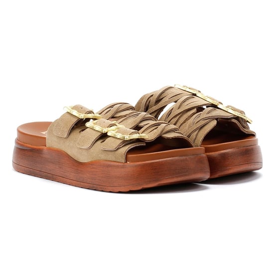 Desert Fleur Gypsum Tennesee Suede Women's Taupe Sandals - Image 1