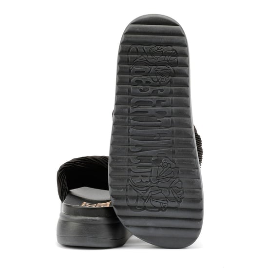 Desert Fleur Gabbro Pleated Satin Women's Black Sandals - Image 4