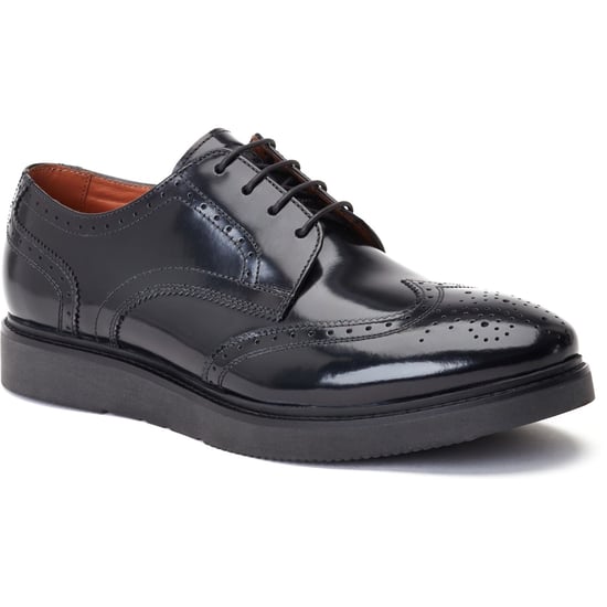 Base London Joe Leather Men's Black Brogues Shoes - Image 1