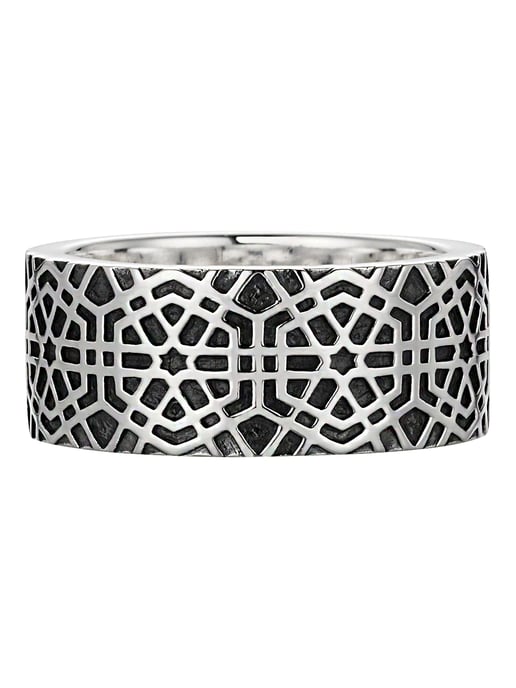cai Ring 925/- Sterling silver oxidised-polished mosaic - Image 1