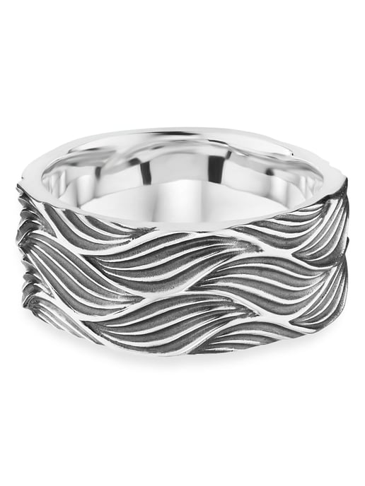 cai Ring 925/- sterling silver oxidised waves - Image 1