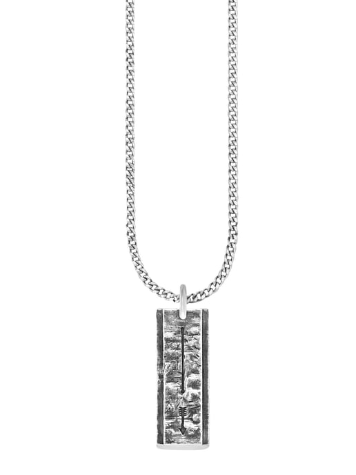 cai Pendant with chain 925/- sterling silver oxidised arrow - Image 1