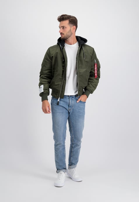 MA-1 Zip Hood Print Bomber Jacket - Image 2