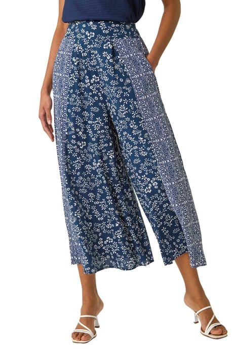 Floral Print Wide Leg Culottes - Image 1
