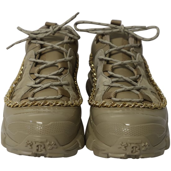 Burberry Gold Chain Arthur Sneakers in Khaki Leather - Image 2