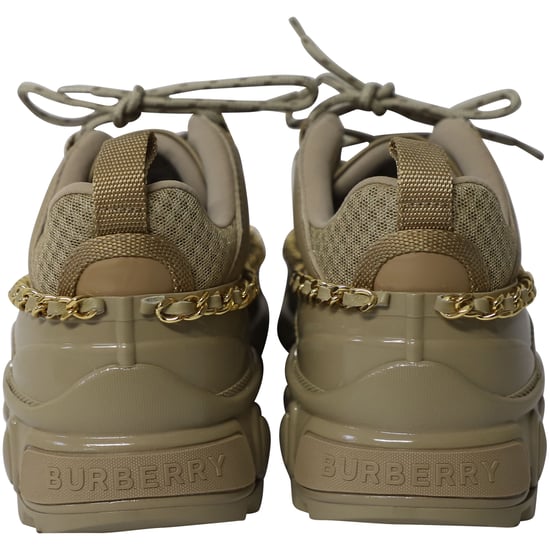 Burberry Gold Chain Arthur Sneakers in Khaki Leather - Image 4