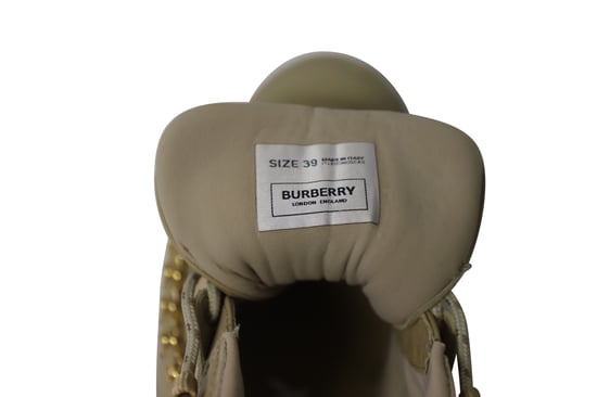 Burberry Gold Chain Arthur Sneakers in Khaki Leather - Image 6
