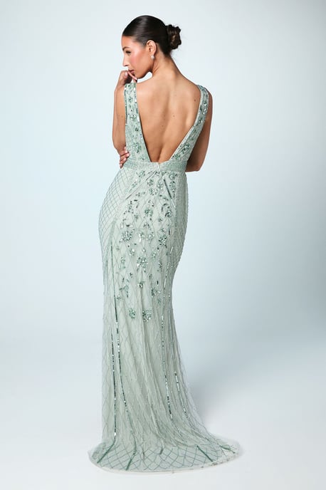 Plunge Floral Embellished Bridesmaids Dress - Image 3