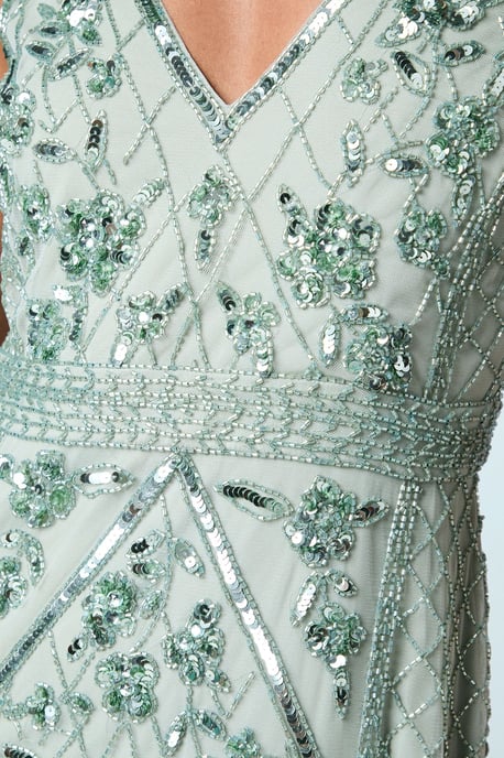 Plunge Floral Embellished Bridesmaids Dress - Image 5