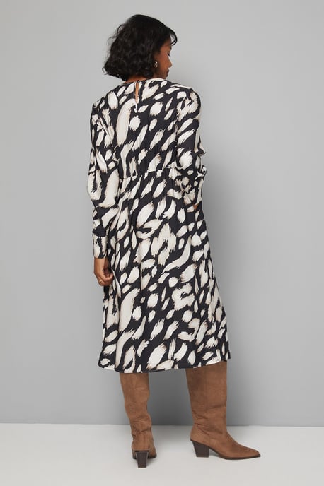 Animal Viscose Tie Front Midi Dress - Image 3