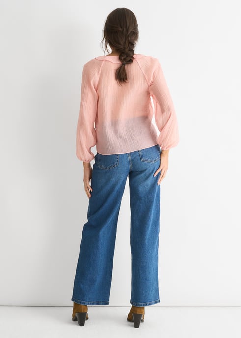 Long Sleeeves Tie Detail Ruffle Blouse - Image 4
