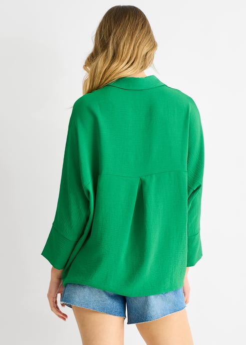 Mid Green Kimono Oversized Blouse - Image 4