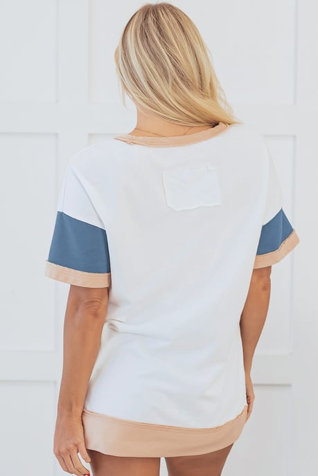 Multikleur Kleurblok Patchwork Zijsplit Tuniek T-shirt - Image 2