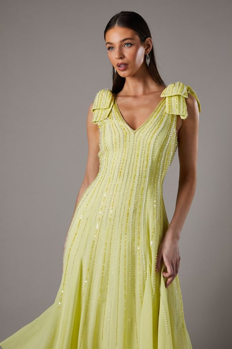 Bow Shoulder Embellished Midi Dress - Image 2