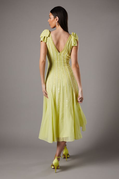 Bow Shoulder Embellished Midi Dress - Image 3