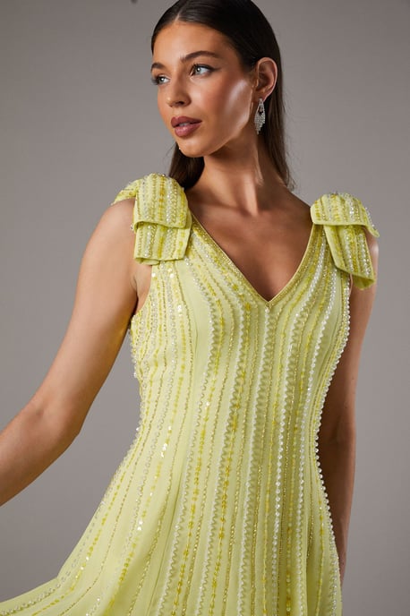 Bow Shoulder Embellished Midi Dress - Image 4
