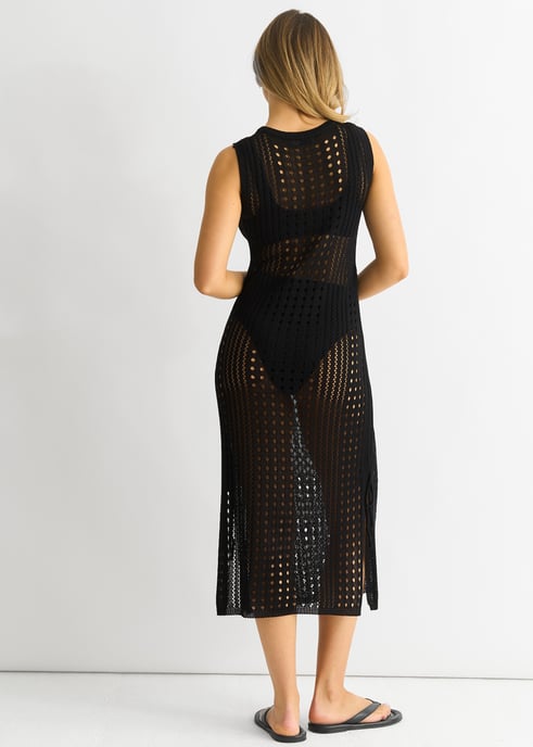 Svart virkad stickad bodycon midiklänning - Image 4
