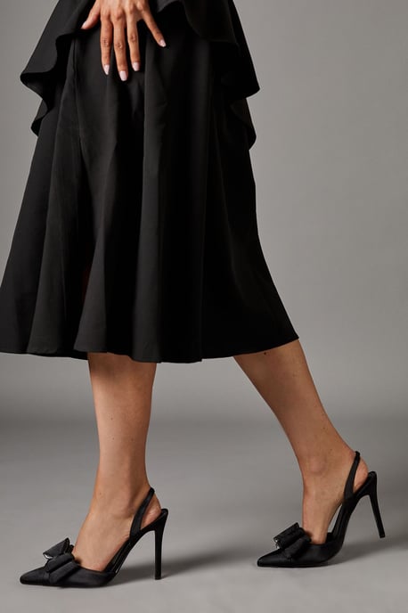Tamara Satin Bow Sling Back Stiletto Court Shoes - Image 3