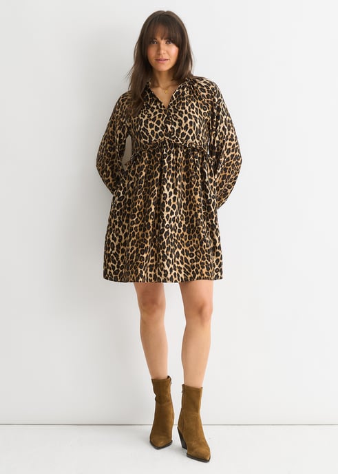 Brown Animal Smock Mini Dress - Image 1