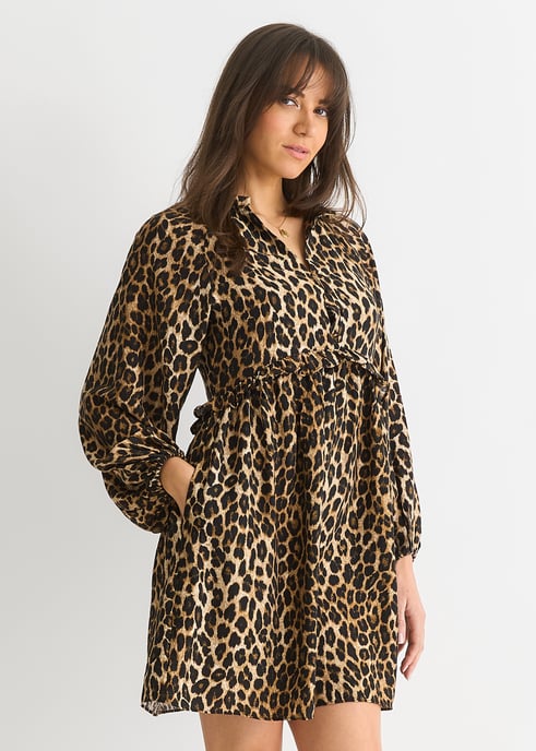 Brown Animal Smock Mini Dress - Image 2