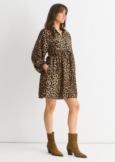 Brown Animal Smock Mini Dress - Image 3