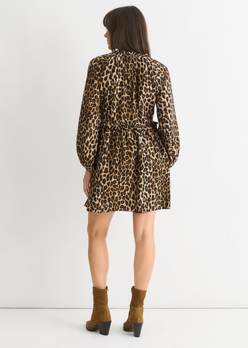 Brown Animal Smock Mini Dress - Image 4