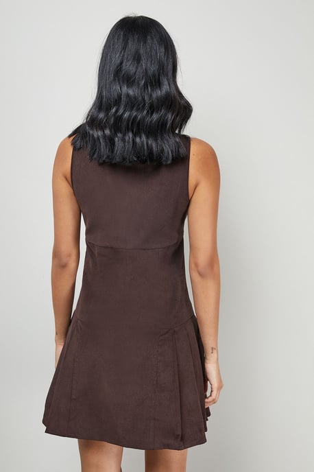 Cord Square Neck Pinafore Mini Dress - Image 3
