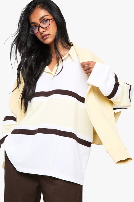 Contrast Collared Detail Rugby Top - Image 1