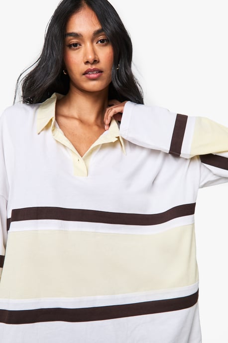 Contrast Collared Detail Rugby Top - Image 4