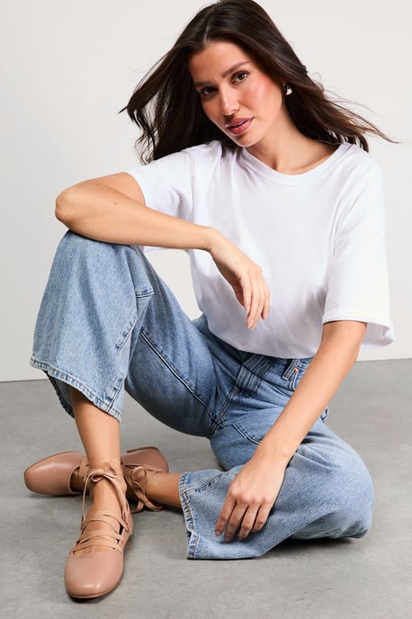 Faith: Minna Faux Leather Grosgrain Lace Up Ballet Pumps - Image 1