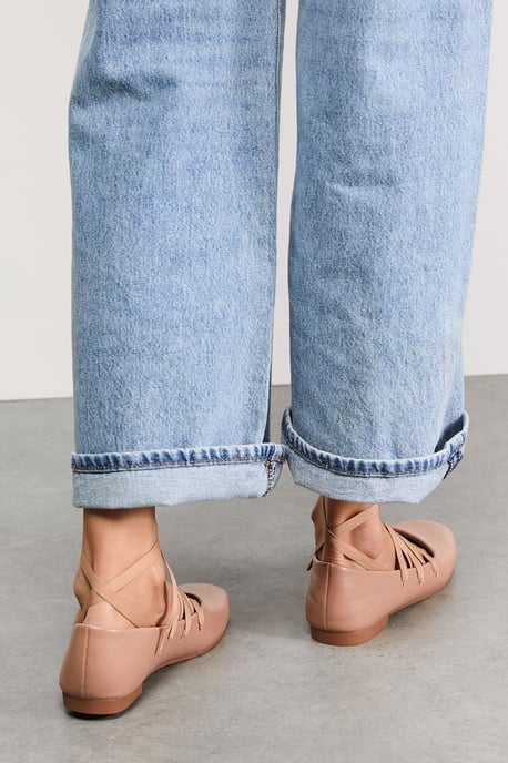 Faith: Minna Faux Leather Grosgrain Lace Up Ballet Pumps - Image 3