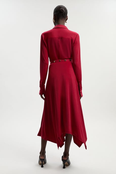 Drapey Crepe Hanky Hem Eyelet Detail Maxi Skirt - Image 5