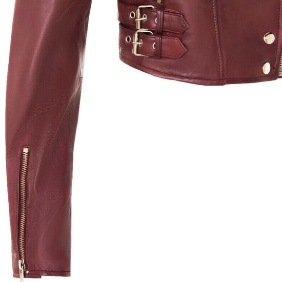 Dames Burgundy Cropped Brando leren bikerjack - Durban - Image 6