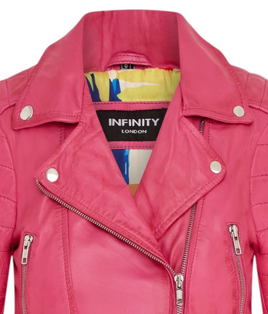 Dames fuchsia roze cropped Brando leren bikerjack - Bellville - Image 6