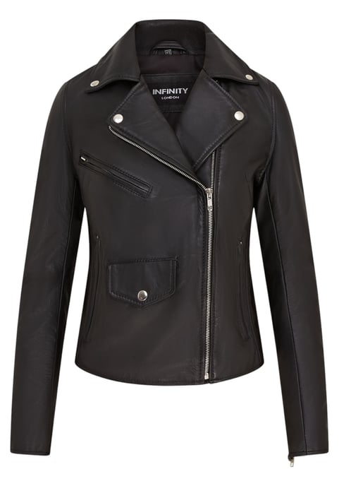 Women's Black Classic Brando Biker Leather Jacket - Soweto - Image 2