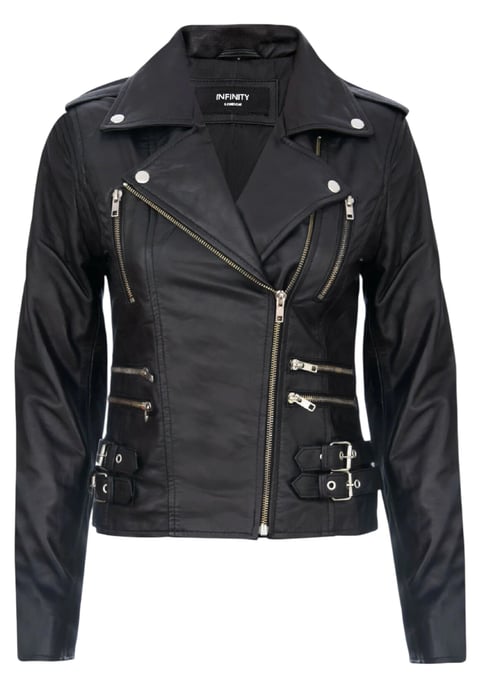 Dames leren zwarte Brando bikerjack - Constantia - Image 2
